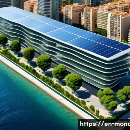 Home 29 모나코의 기후 변화 대응 정책 - A futuristic urban scene in Monaco showcasing smart infrastructure adaptations for climate resilienc...