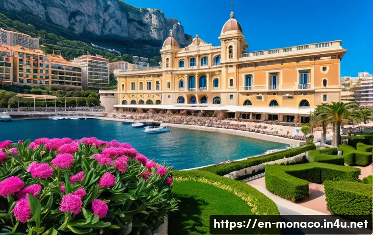 모나코 관광지 추천 - A majestic view of Monaco’s Prince’s Palace perched atop the rocky cliff overlooking the deep blue M...