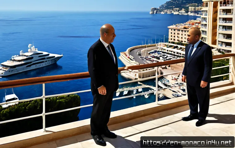 모나코에서 벌어지는 주요 정치 및 경제 이슈 - Photorealistic editorial scene of Monaco’s political and economic crossroads, a dignified government...